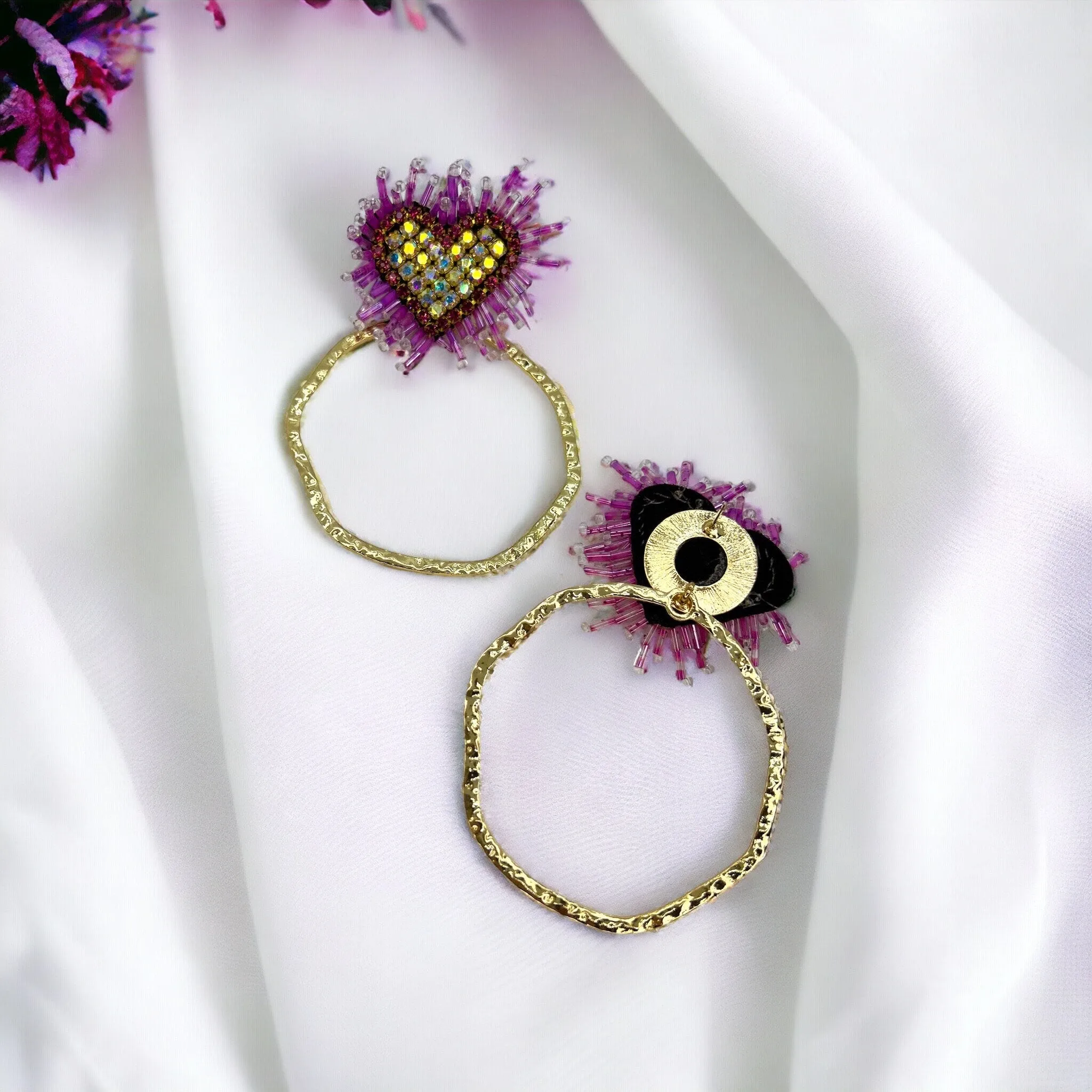 Beaded Heart Earrings, Beade Earrings, Valentine’s Earrings, Love Earrings, Heart Accessories, Easter Earrings, Beaded Accessories, Black