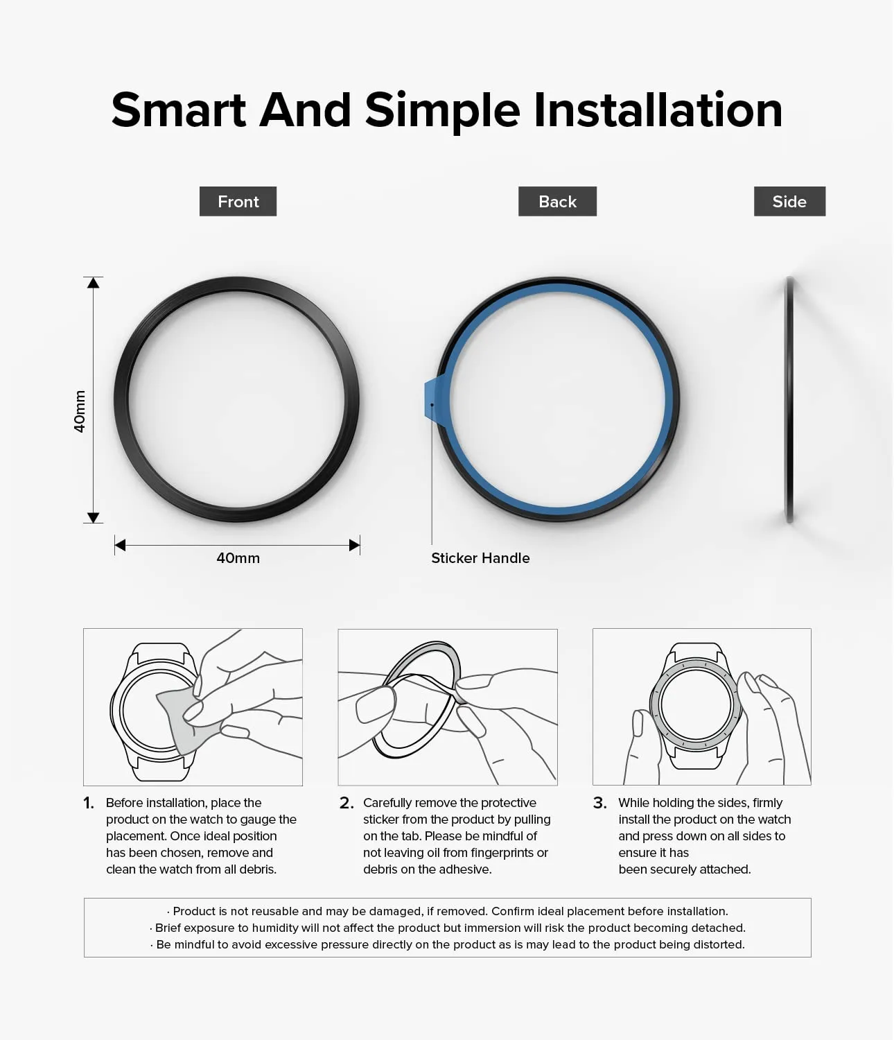 Bezel Styling Compatible with Samsung Galaxy Watch 4 40mm - Black [40-05]