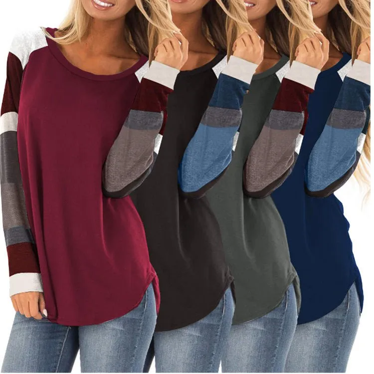 Blocked Stripe Sleeve Raglan Tee