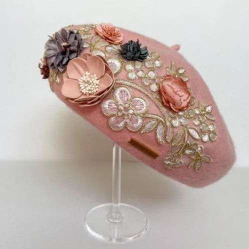 Blush Bouquet Embellished Beret - Pink