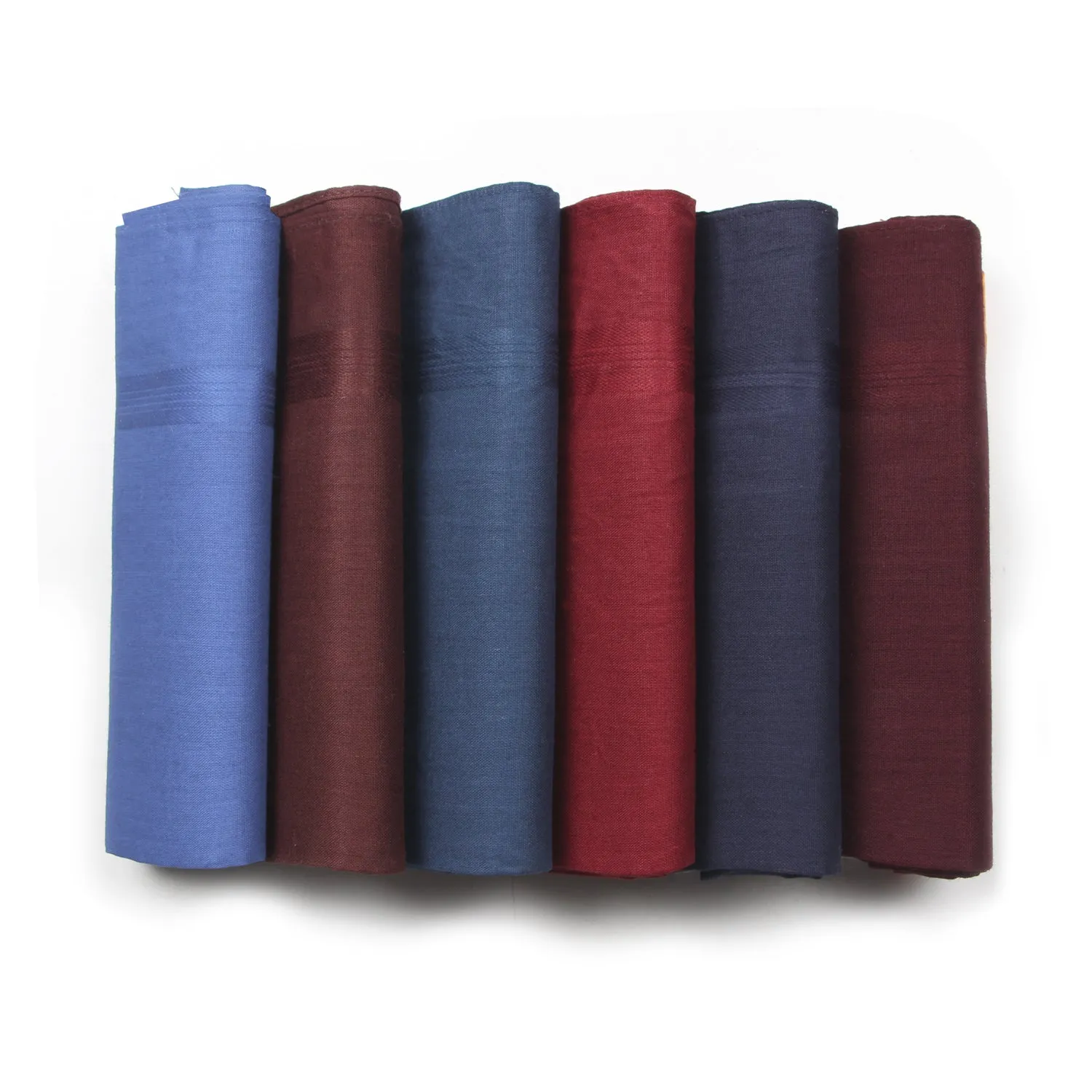 Bonjour Solids Collection Premium Cotton Handkerchiefs For Men - Pack of 6