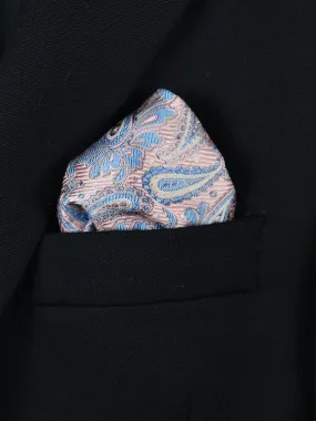 Boy's Pocket Square 22376 Pink/Blue Paisley