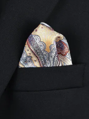 Boy's Pocket Square 22379 Peach/Blue Paisley