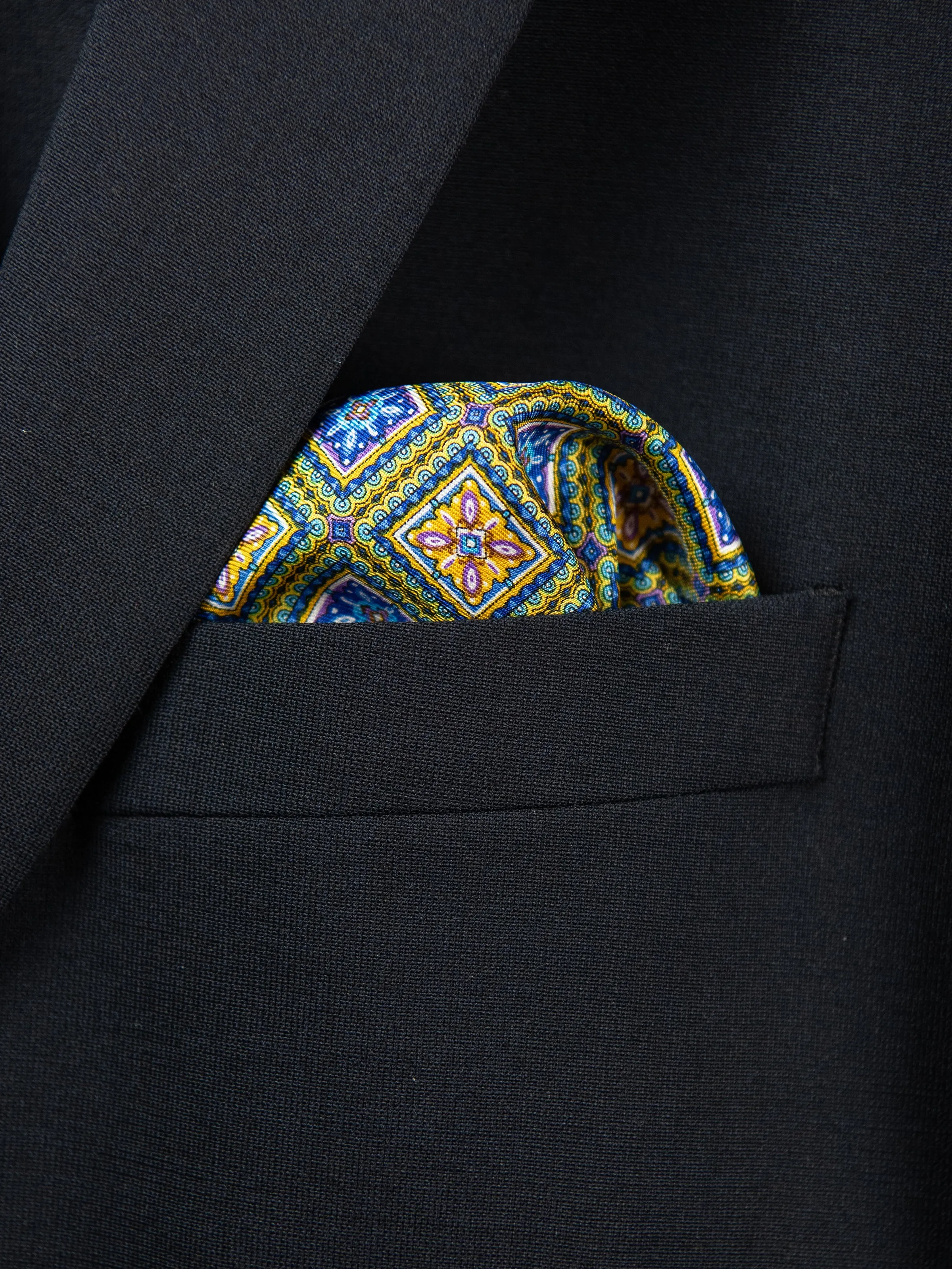 Boy's Pocket Square 29114 Yellow/Blue