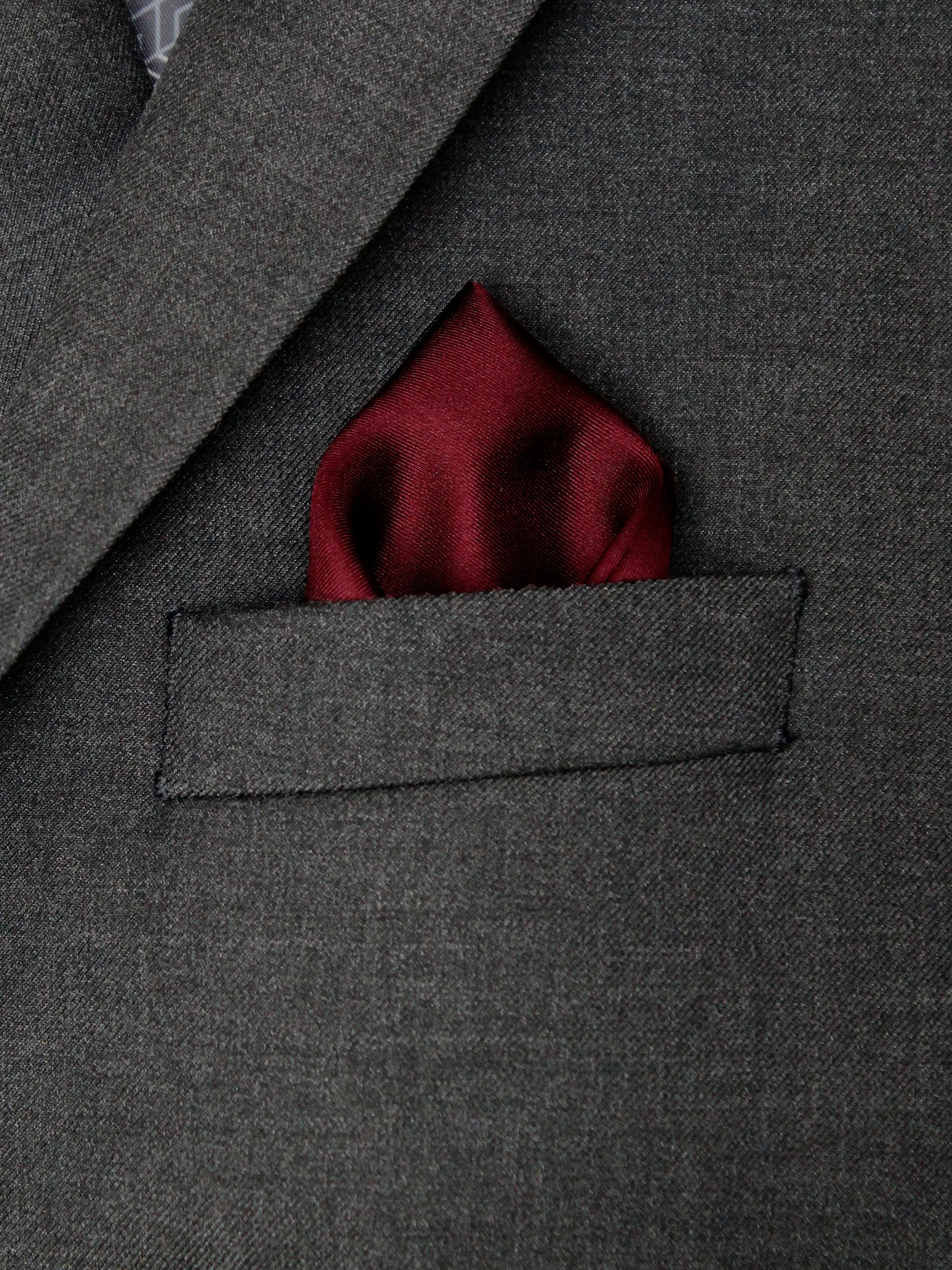 Boy's Pocket Square 34809 Solid - Burgundy