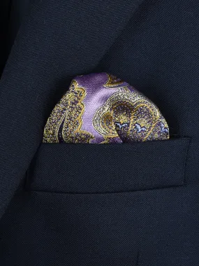Boy's Pocket Square Purple/Gold 22380 Paisley
