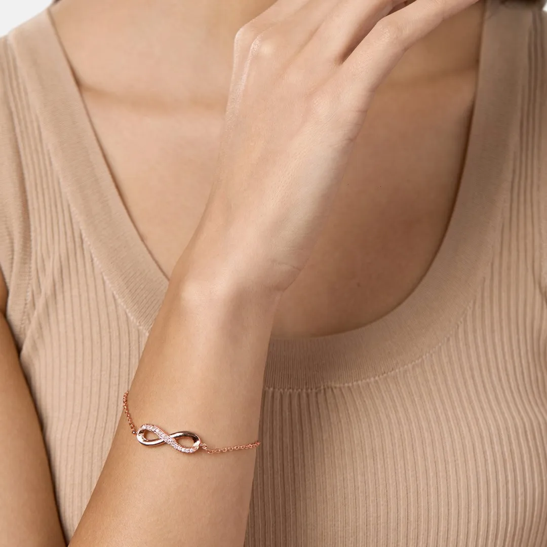 Elegant 18k Rose Gold Infinity Chain Bracelet for Women
