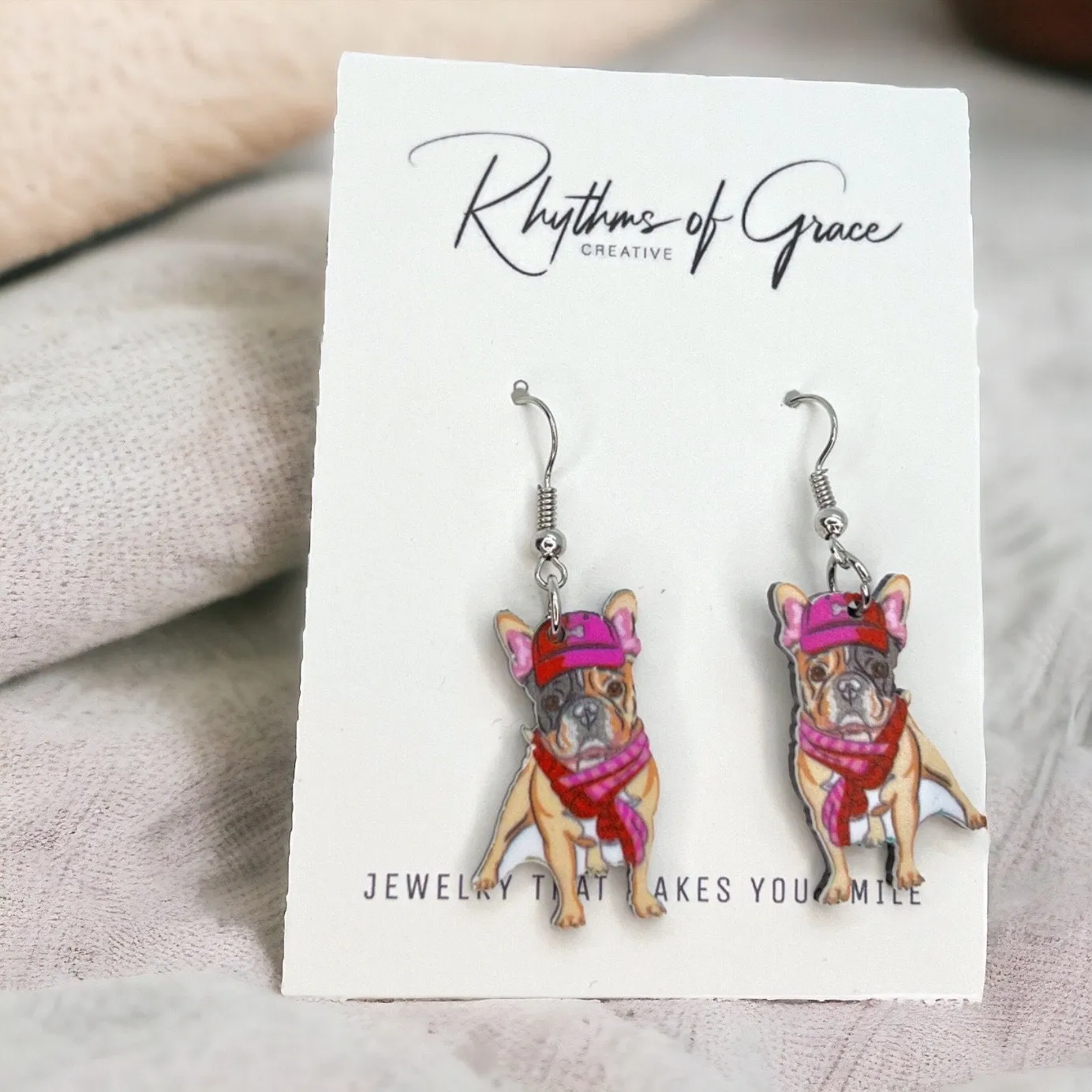 Bulldog Earrings - Dog Earrings, Dog Jewelry, Dog Mom, English Bulldog, Furbaby, Bulldog Puppy, Bulldog Mom, Handmade Earrings, British