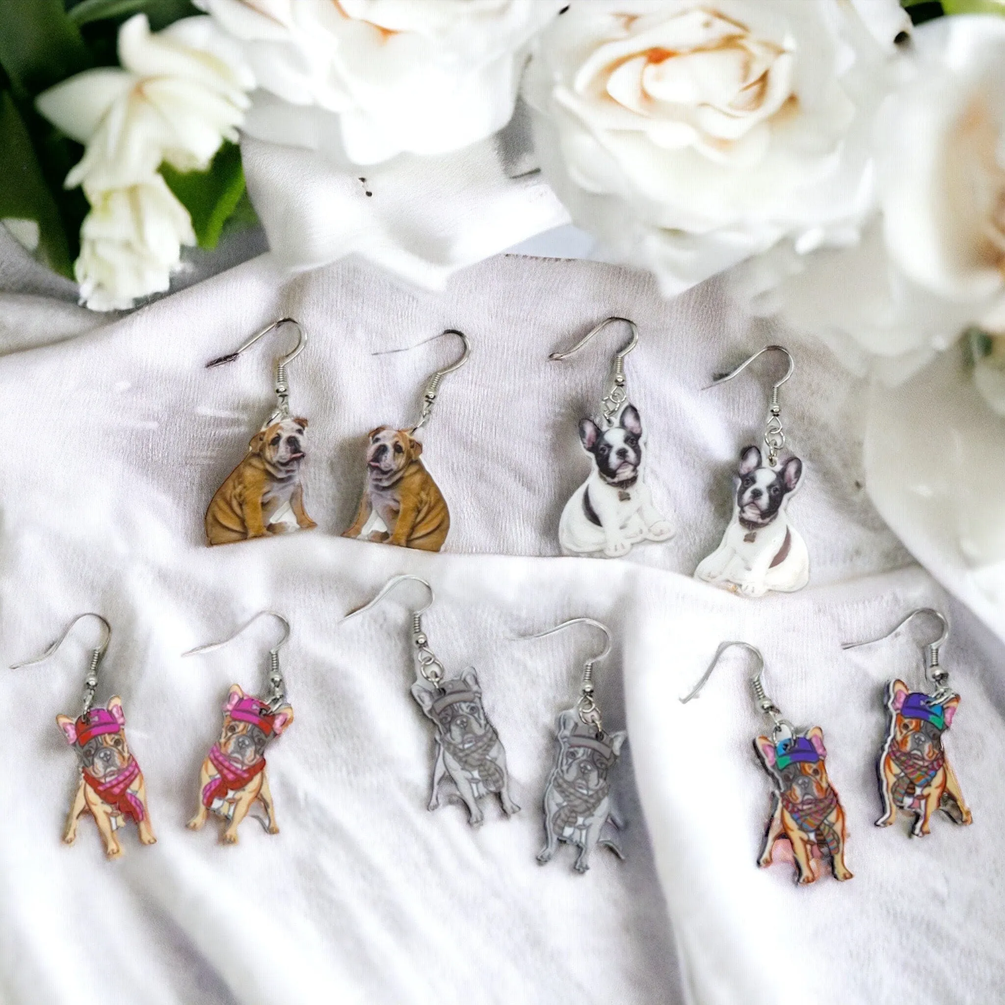 Bulldog Earrings - Dog Earrings, Dog Jewelry, Dog Mom, English Bulldog, Furbaby, Bulldog Puppy, Bulldog Mom, Handmade Earrings, British