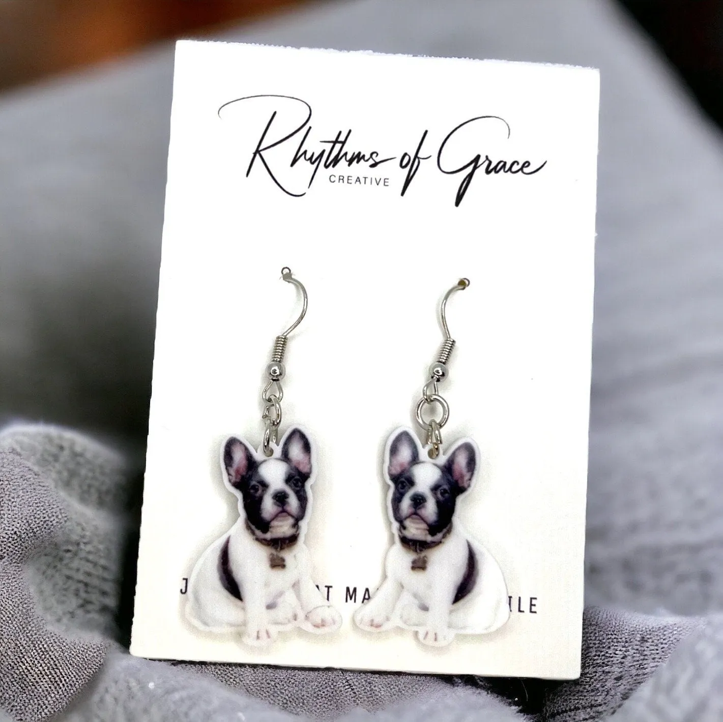Bulldog Earrings - Dog Earrings, Dog Jewelry, Dog Mom, English Bulldog, Furbaby, Bulldog Puppy, Bulldog Mom, Handmade Earrings, British