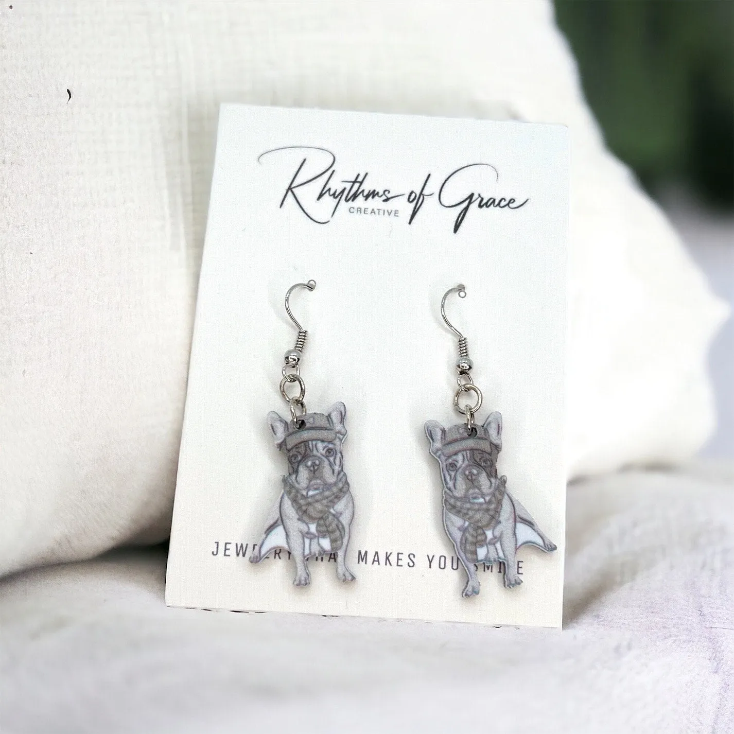 Bulldog Earrings - Dog Earrings, Dog Jewelry, Dog Mom, English Bulldog, Furbaby, Bulldog Puppy, Bulldog Mom, Handmade Earrings, British