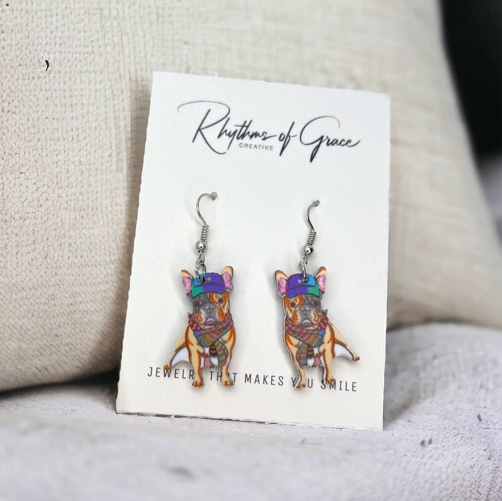 Bulldog Earrings - Dog Earrings, Dog Jewelry, Dog Mom, English Bulldog, Furbaby, Bulldog Puppy, Bulldog Mom, Handmade Earrings, British