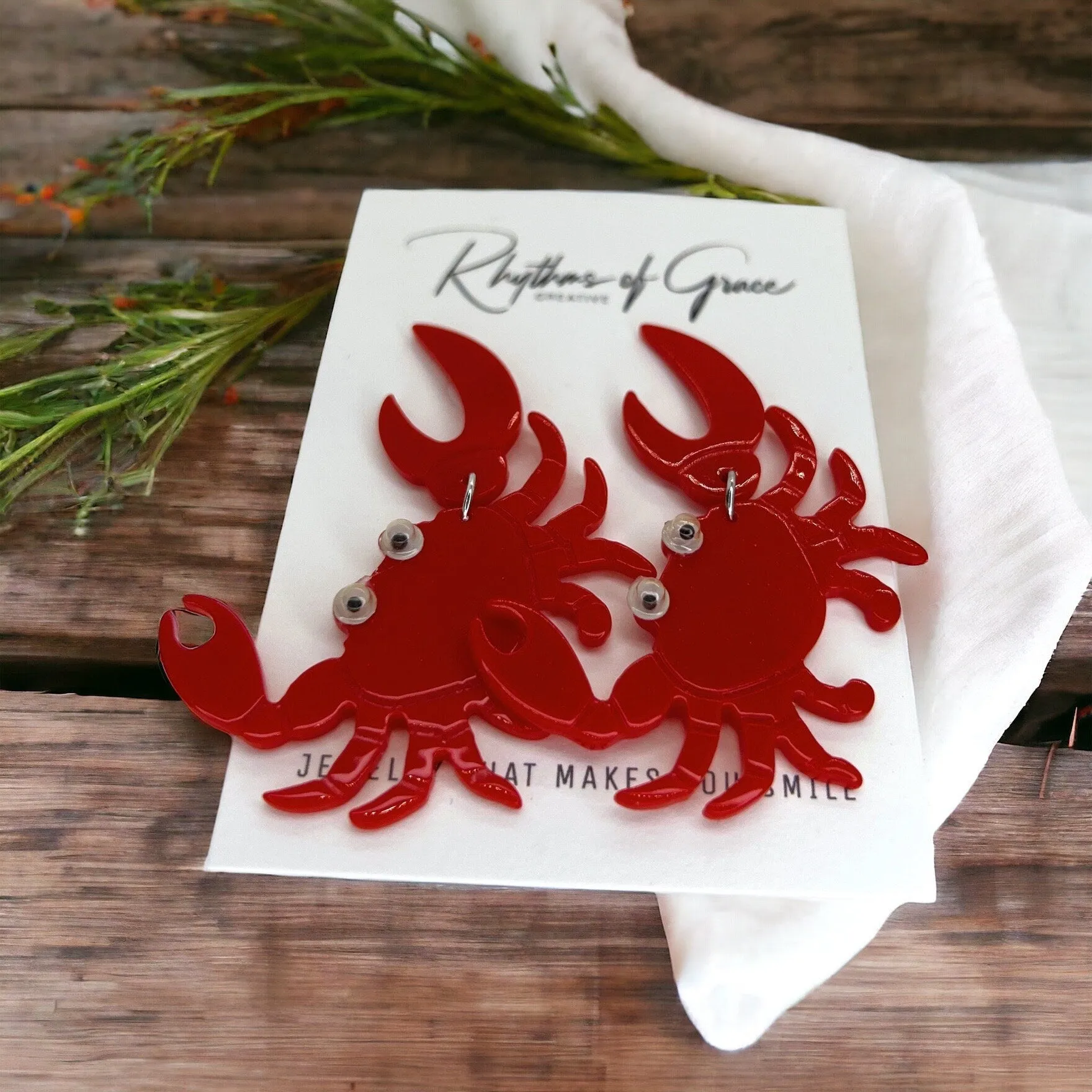 Cajun Earrings - Crab Earrings, Crawfish Earrings, Lobster Earrings, Handmade Earrings, Animal Earrings, Googly Eyes, Crawfish Boil, Crabs