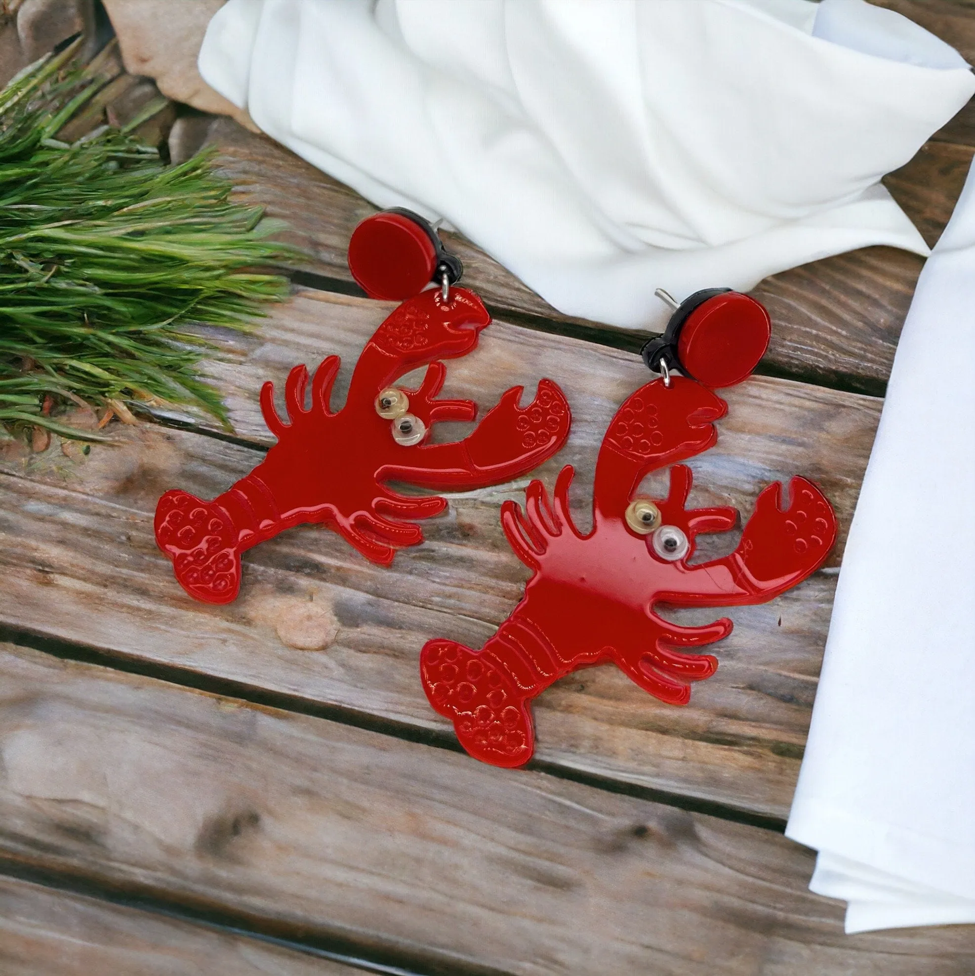 Cajun Earrings - Crab Earrings, Crawfish Earrings, Lobster Earrings, Handmade Earrings, Animal Earrings, Googly Eyes, Crawfish Boil, Crabs