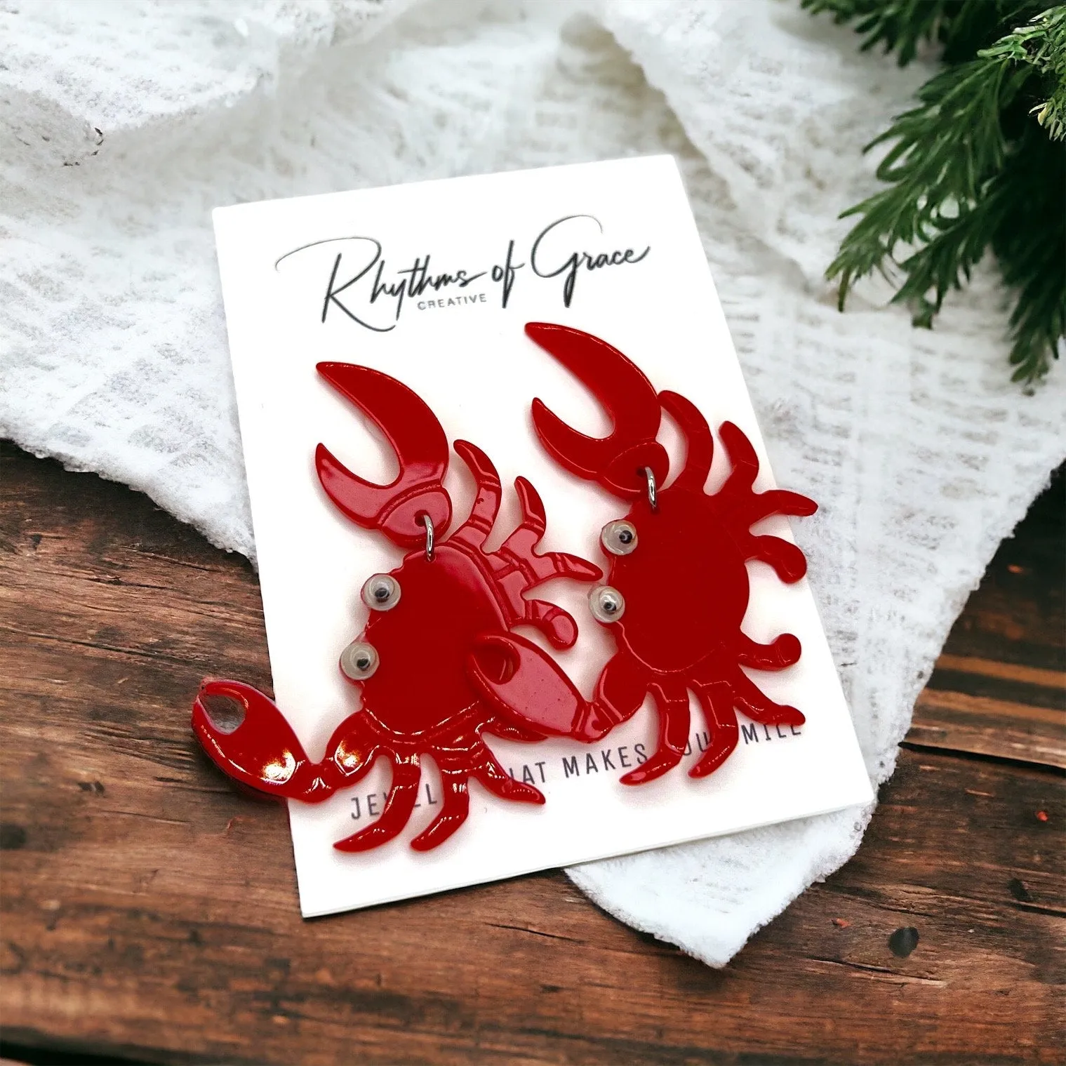 Cajun Earrings - Crab Earrings, Crawfish Earrings, Lobster Earrings, Handmade Earrings, Animal Earrings, Googly Eyes, Crawfish Boil, Crabs