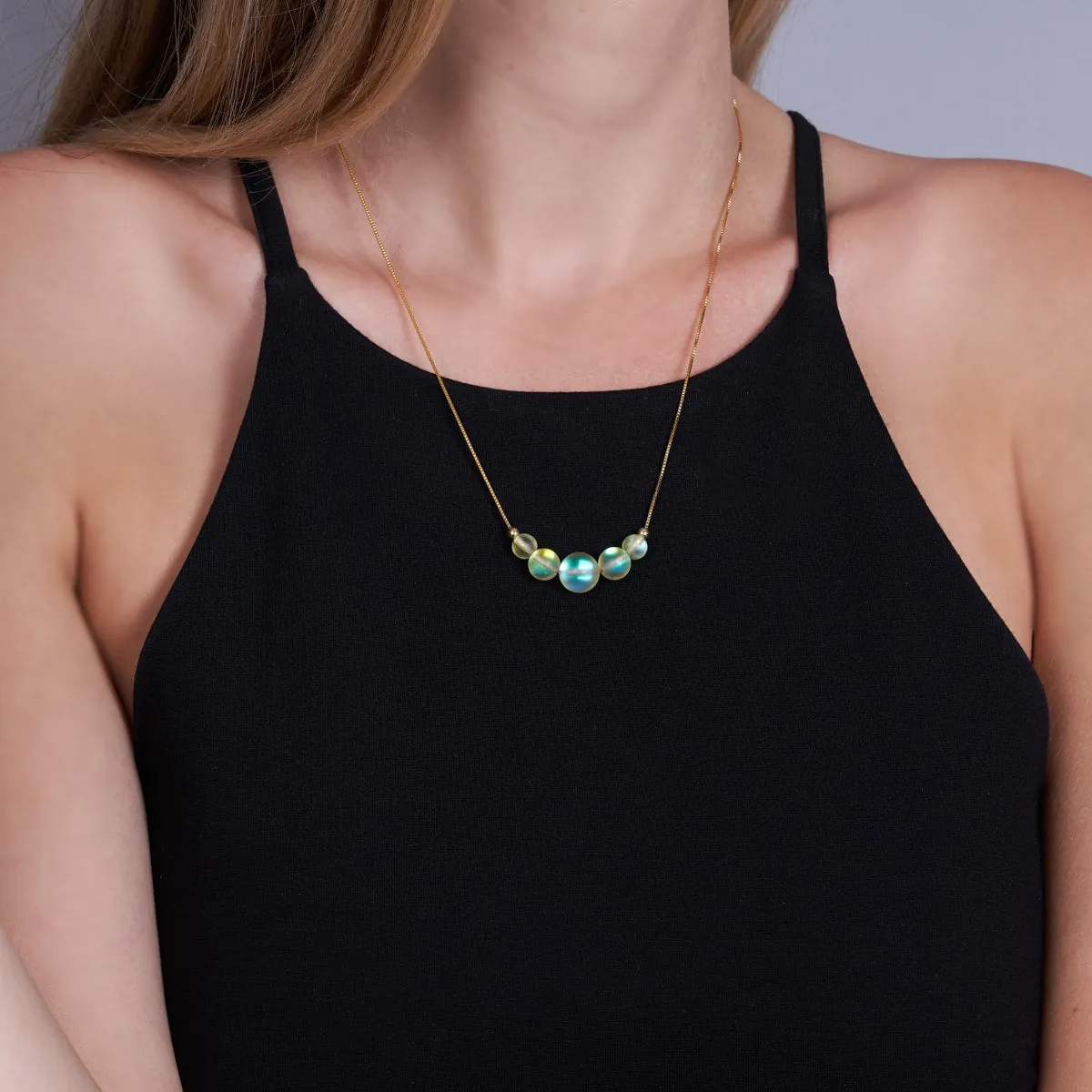 Canary | Gold Vermeil | Mermaid Glass Infinity Clasp Necklace