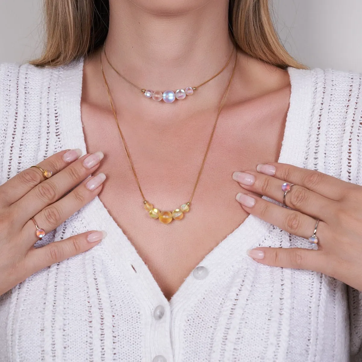 Canary | Gold Vermeil | Mermaid Glass Infinity Clasp Necklace