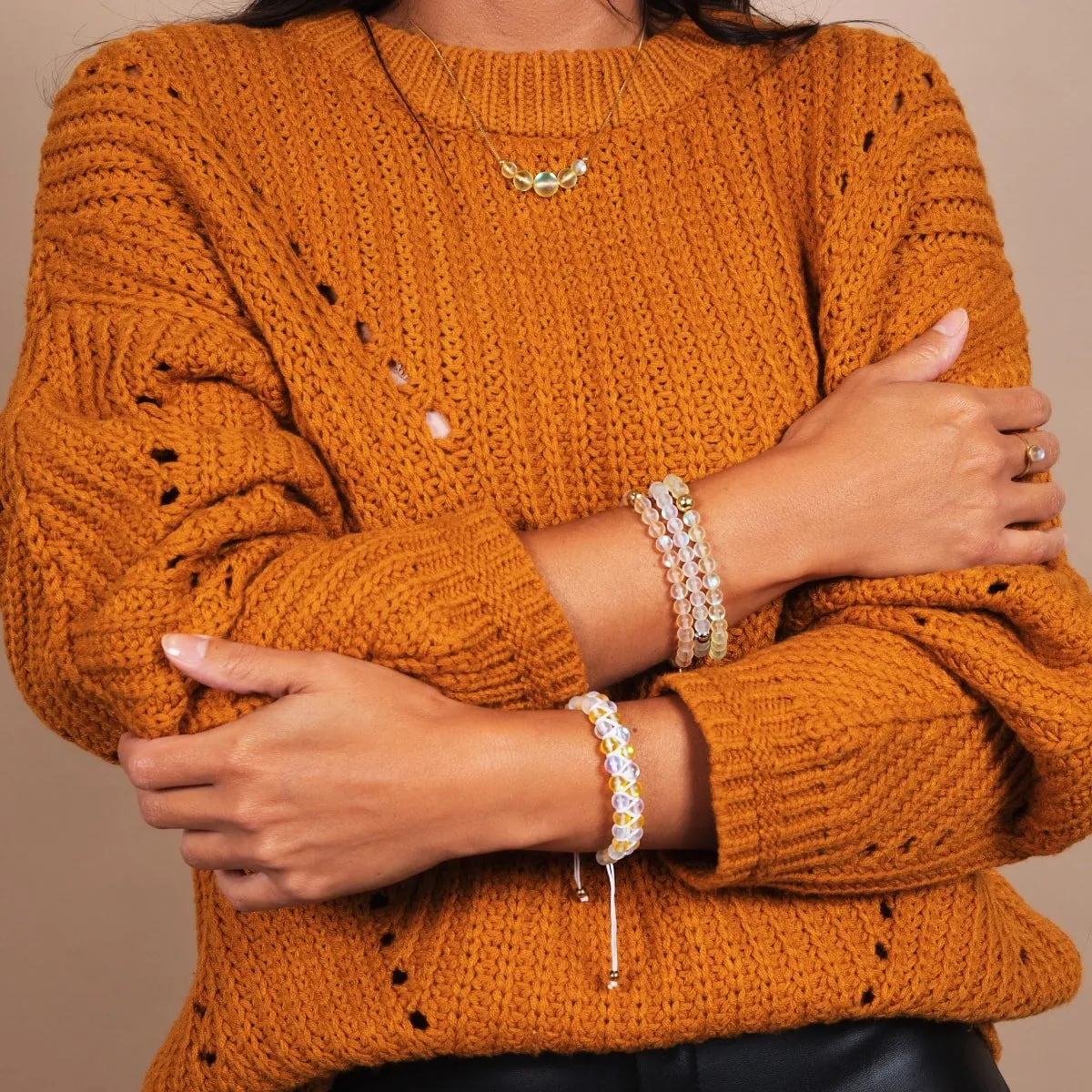 Canary | Gold Vermeil | Mermaid Glass Infinity Clasp Necklace