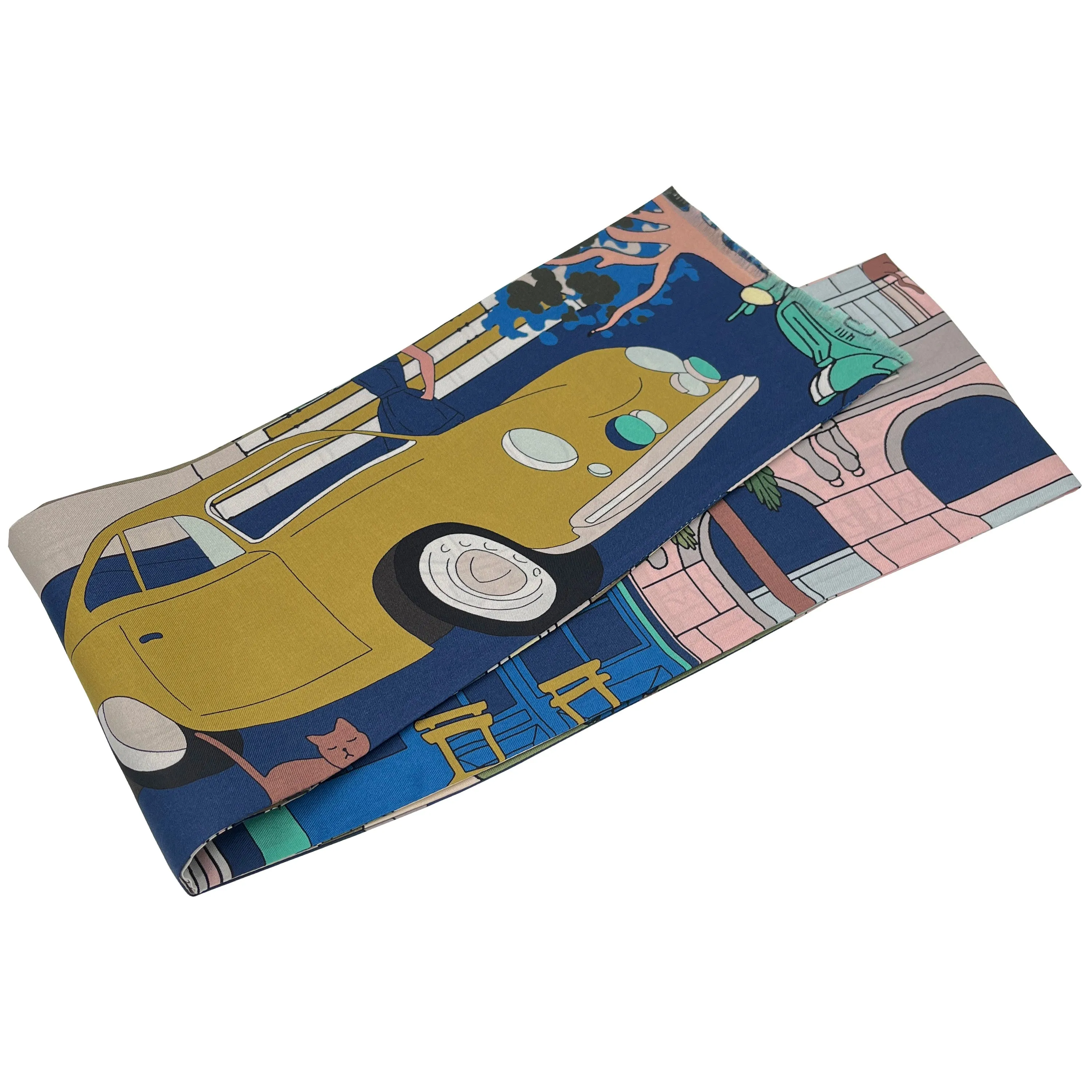 Capri pink dark blue and grey silk tie scarf