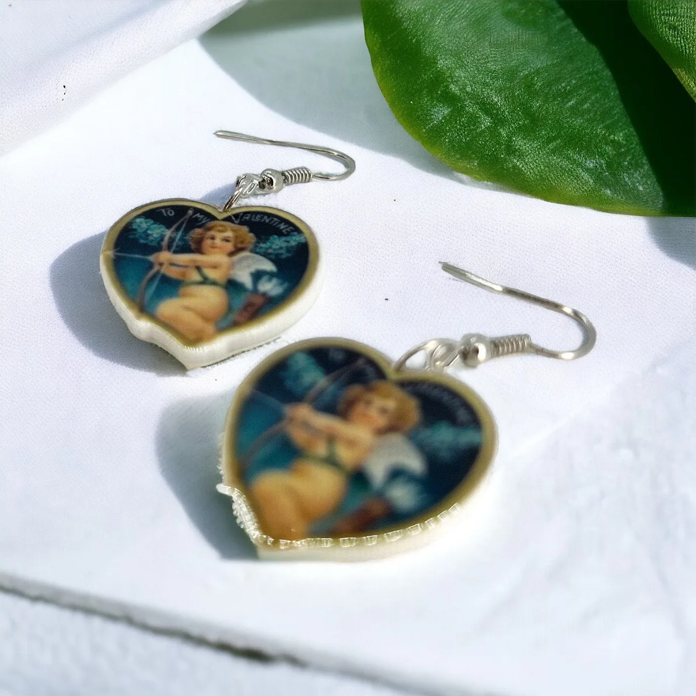 Cherub Earrings - Valentine’s Day, Heart Earrings, Valentine’s Earrings, Valentine Gift, Anniversary, Love Earrings, Cupid’s Arrow, Vintage
