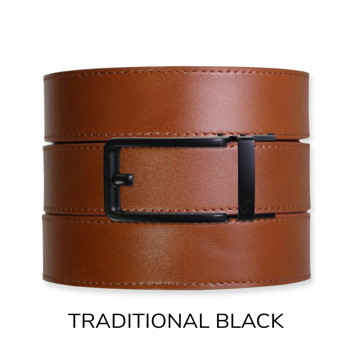 Cognac Top Grain Leather Ratchet Belt & Buckle Set