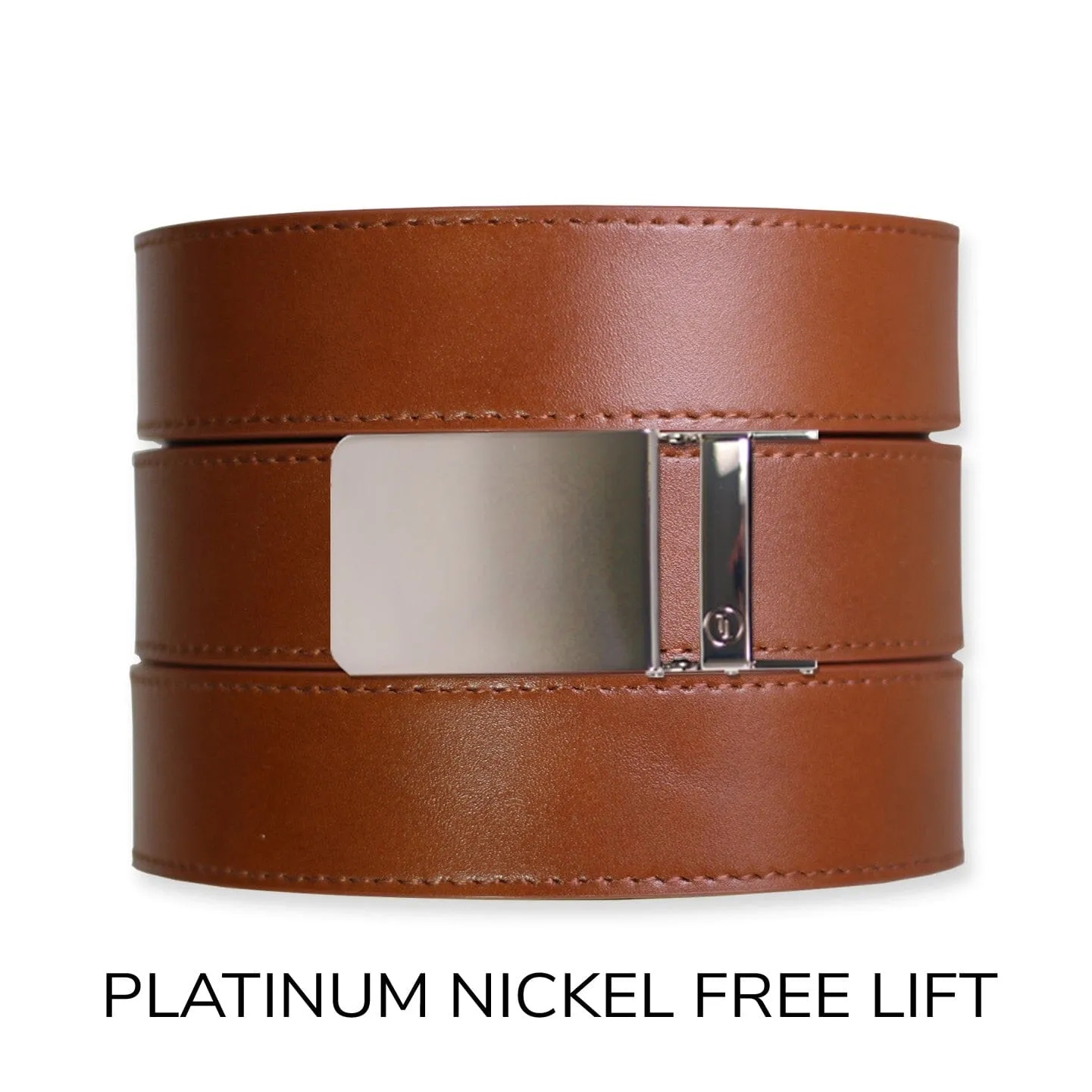 Cognac Top Grain Leather Ratchet Belt & Buckle Set