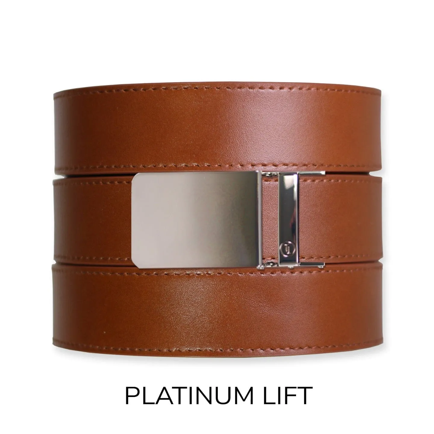 Cognac Top Grain Leather Ratchet Belt & Buckle Set