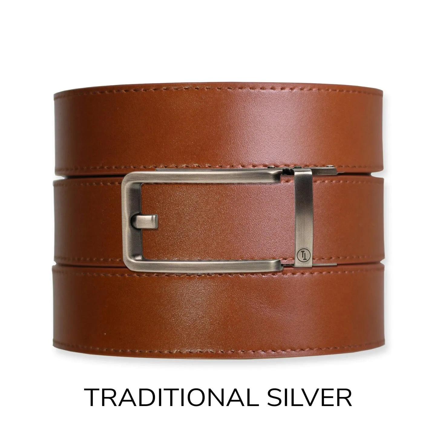 Cognac Top Grain Leather Ratchet Belt & Buckle Set