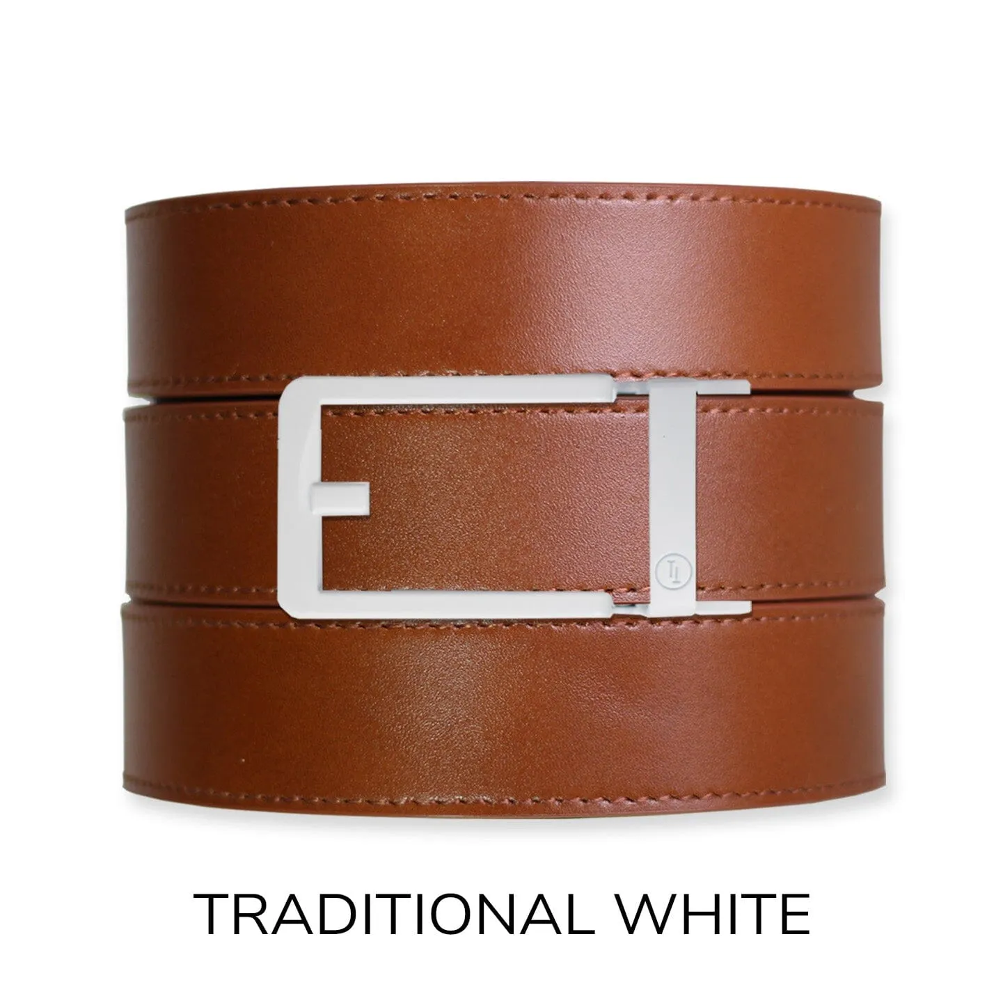 Cognac Top Grain Leather Ratchet Belt & Buckle Set