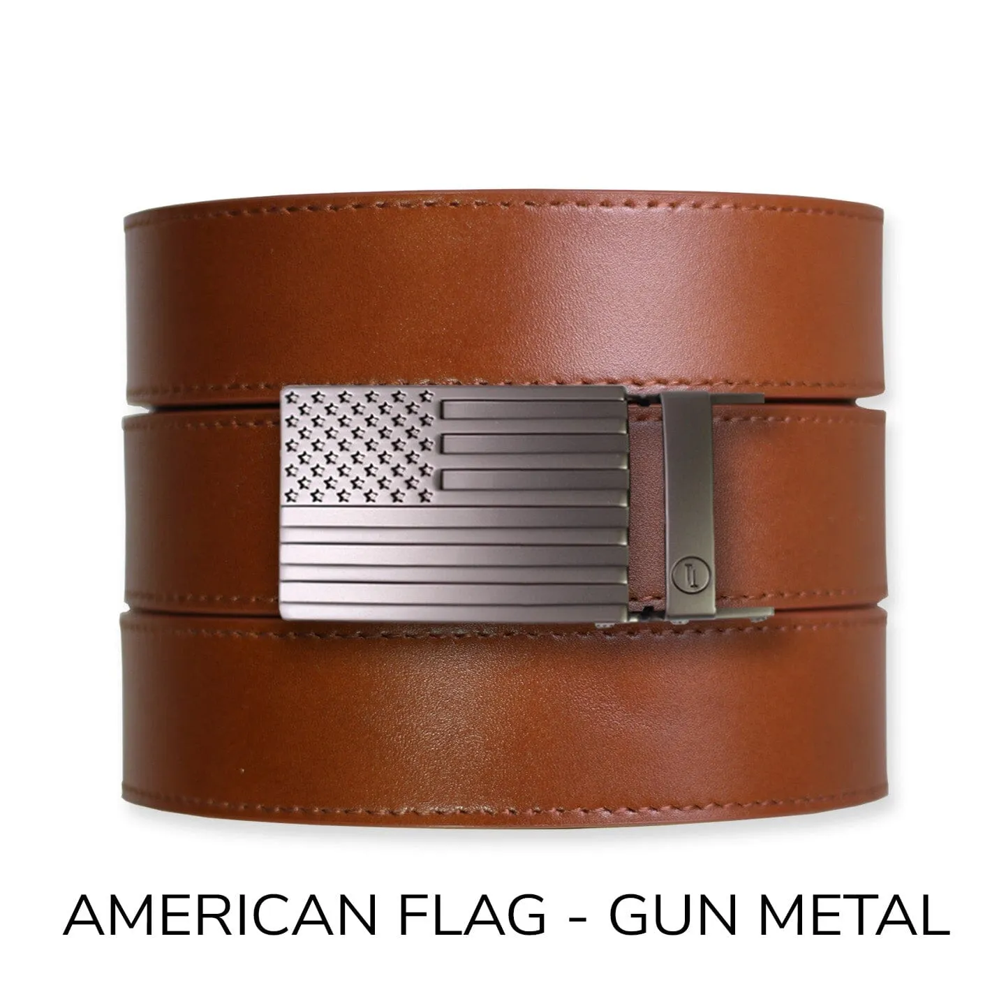 Cognac Top Grain Leather Ratchet Belt & Buckle Set