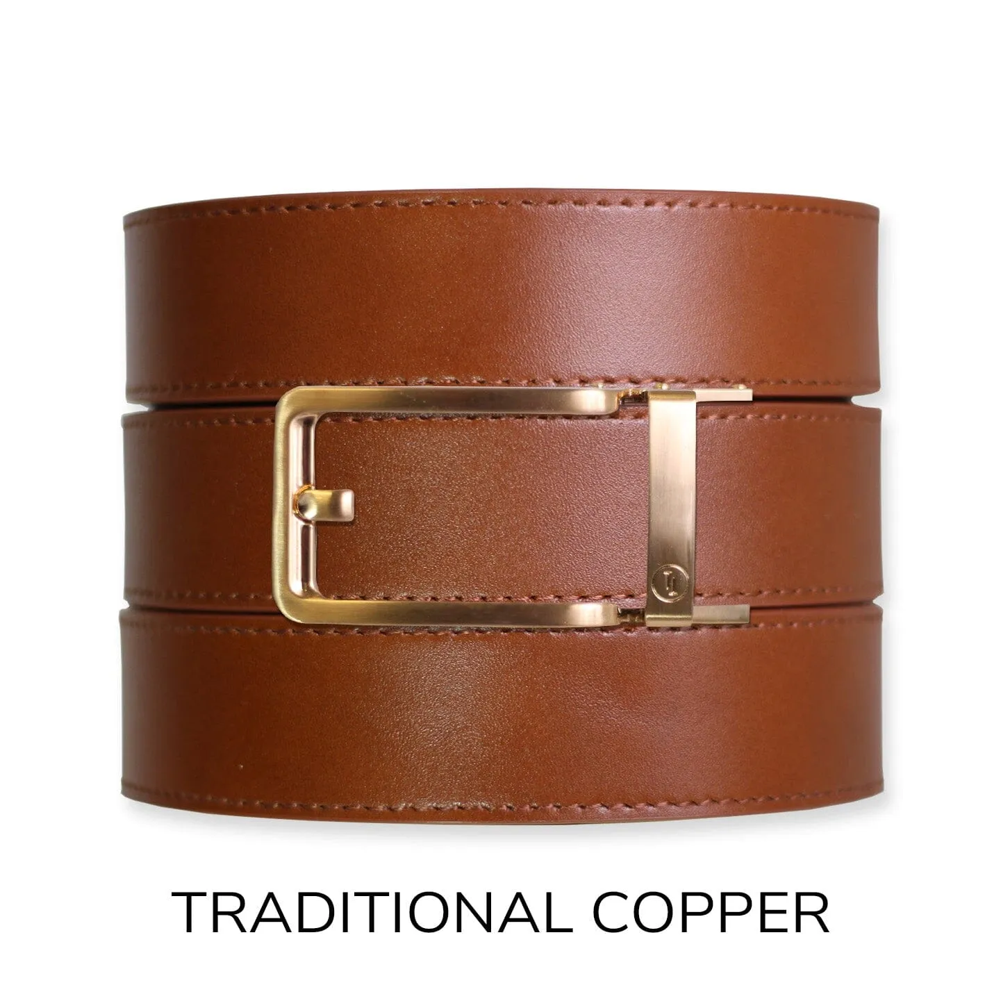 Cognac Top Grain Leather Ratchet Belt & Buckle Set