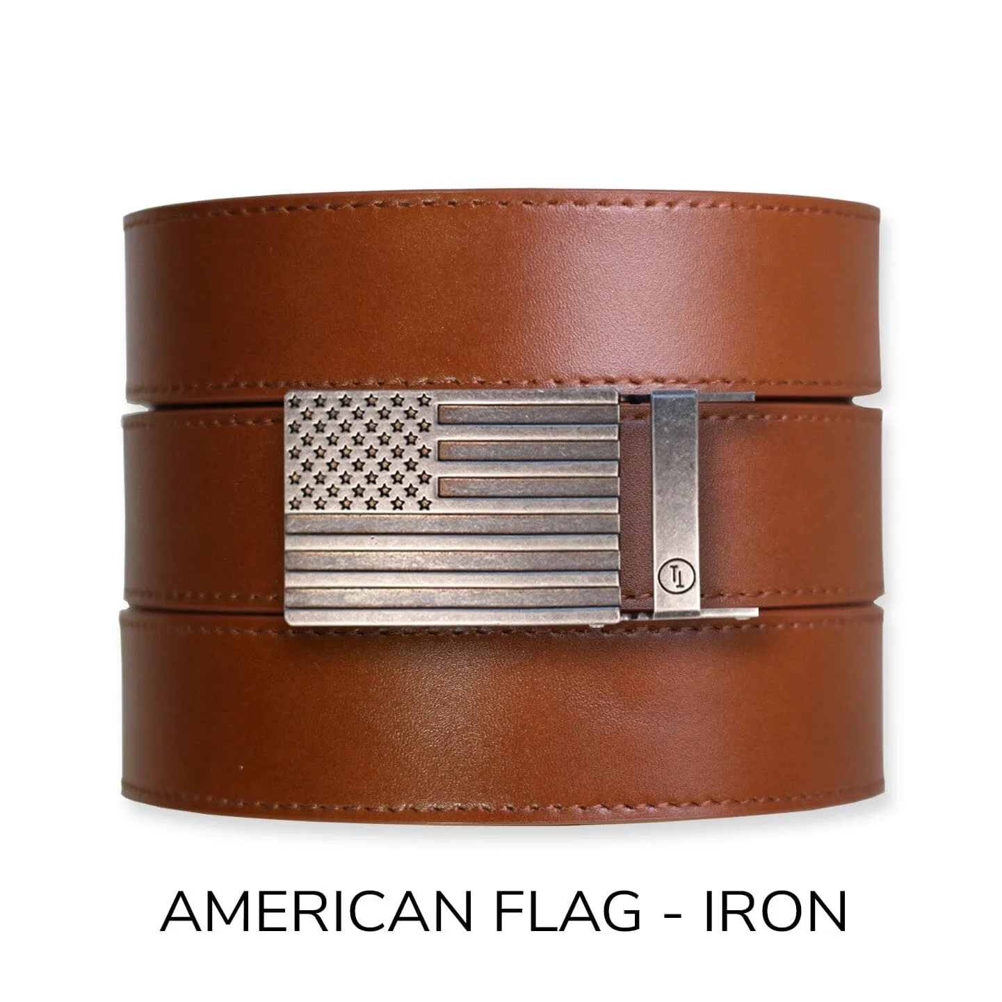 Cognac Top Grain Leather Ratchet Belt & Buckle Set