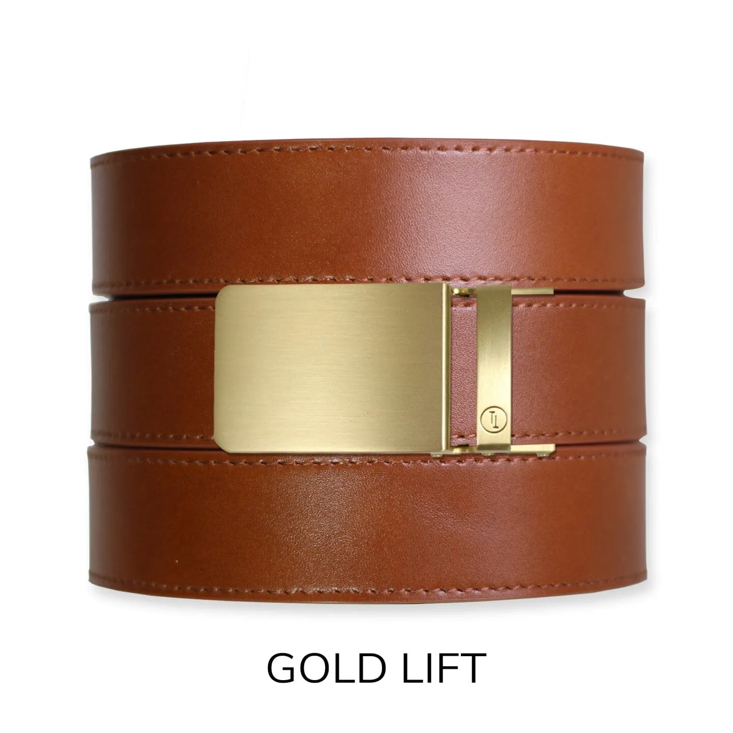 Cognac Top Grain Leather Ratchet Belt & Buckle Set