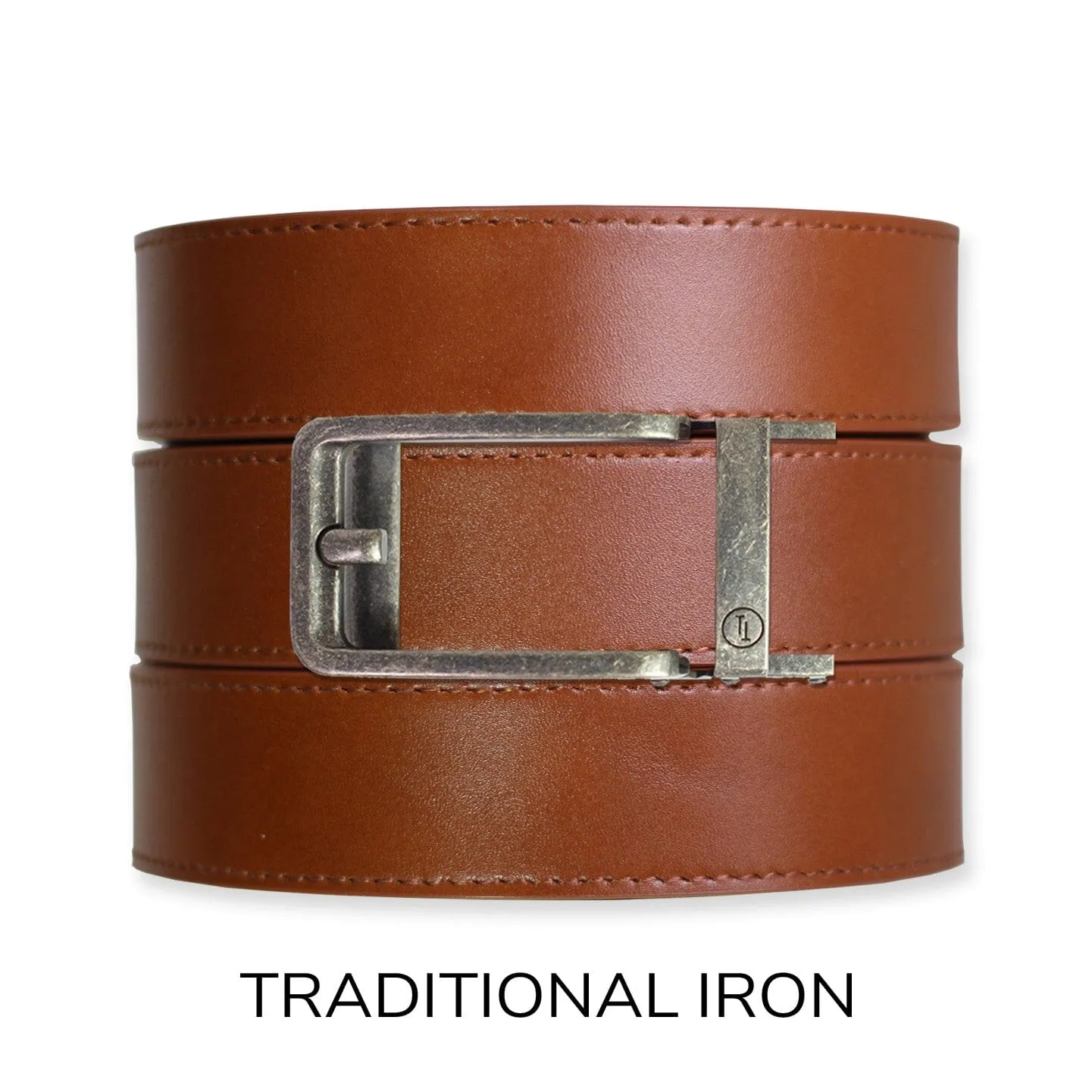 Cognac Top Grain Leather Ratchet Belt & Buckle Set