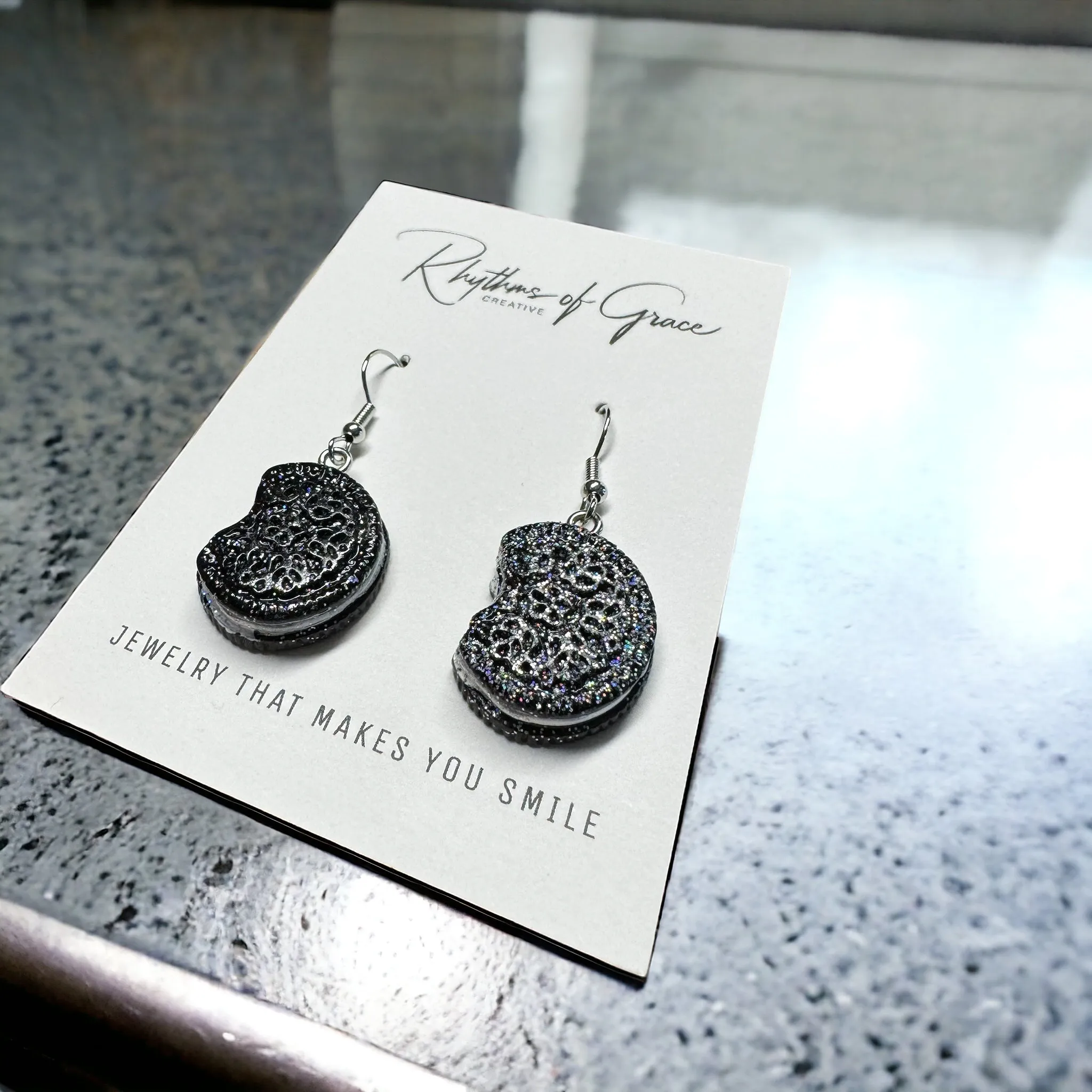 Cookie Earrings - Handmade Earrings, Chocolate Cookie, Handmade Jewelry, Chocolate Chip Cookie, Food Earrings, Snack Food