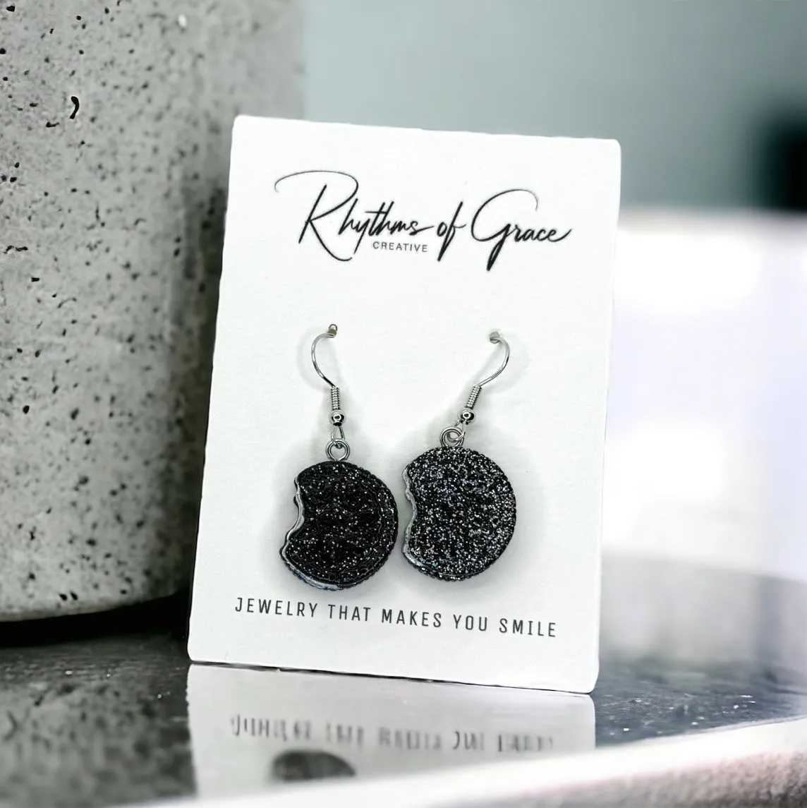 Cookie Earrings - Handmade Earrings, Chocolate Cookie, Handmade Jewelry, Chocolate Chip Cookie, Food Earrings, Snack Food