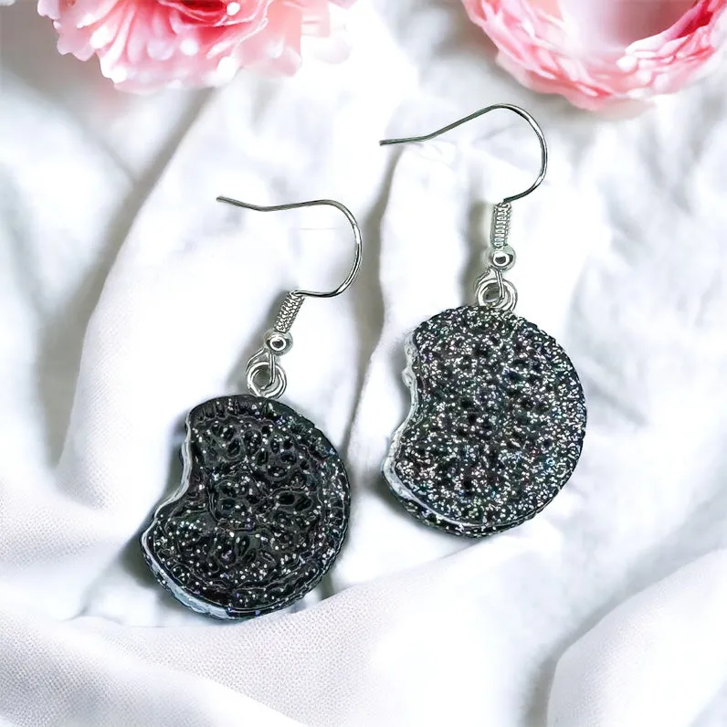 Cookie Earrings - Handmade Earrings, Chocolate Cookie, Handmade Jewelry, Chocolate Chip Cookie, Food Earrings, Snack Food
