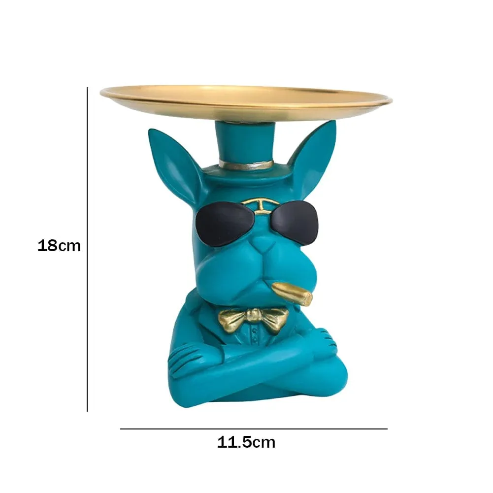 Cool Bulldog Sculpture: Resin Art Figurine with Pallet for Stylish Entrance Home or Office Decor