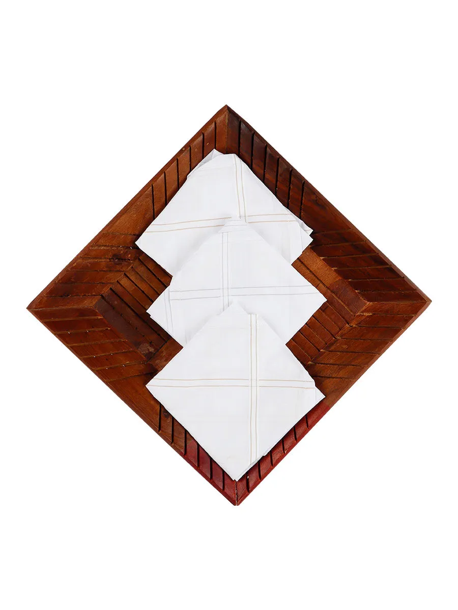 Cotton White Hand Kerchief 2700 (3 in 1)