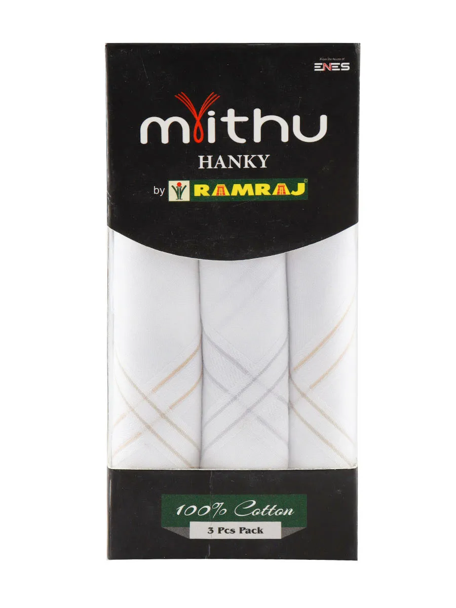 Cotton White Hand Kerchief 2700 (3 in 1)