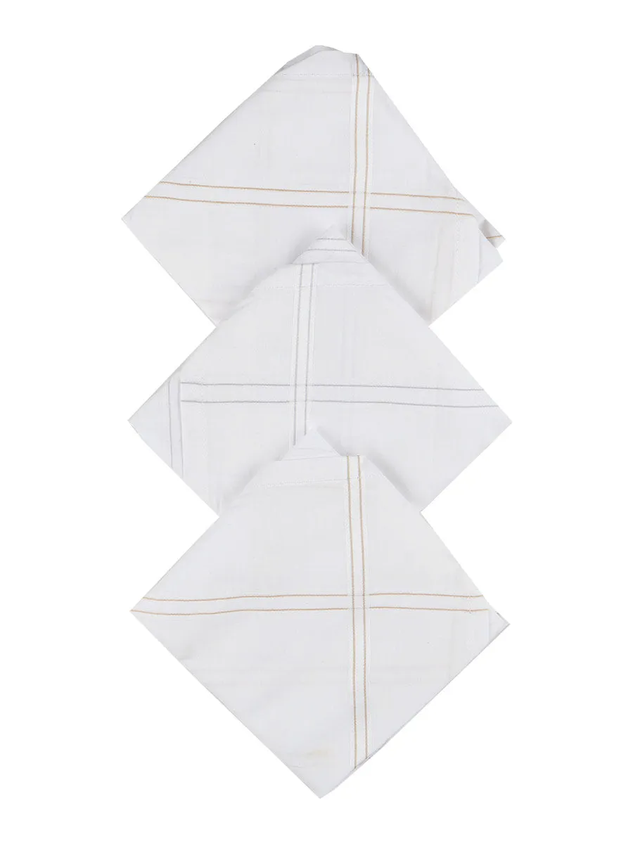 Cotton White Hand Kerchief 2700 (3 in 1)