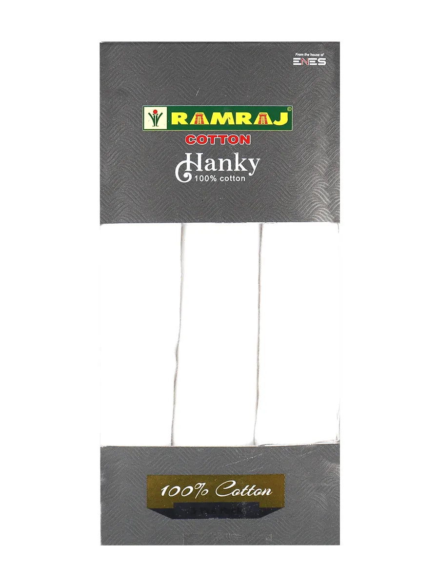Cotton White Hand Kerchief Pack of 3