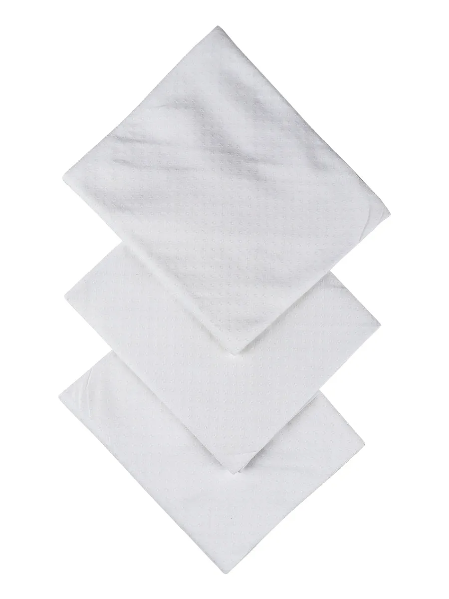 Cotton White Hand Kerchief Pack of 3