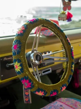 Crochet Steering Wheel Cover, 15" - Olive