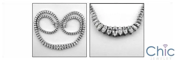Cubic Zirconia Cz 17 Marquise Necklace
