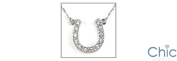 Cubic Zirconia Cz Horse Shoe .60 Pendant