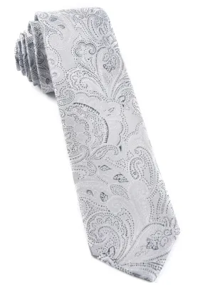 Designer Paisley Silver Tie