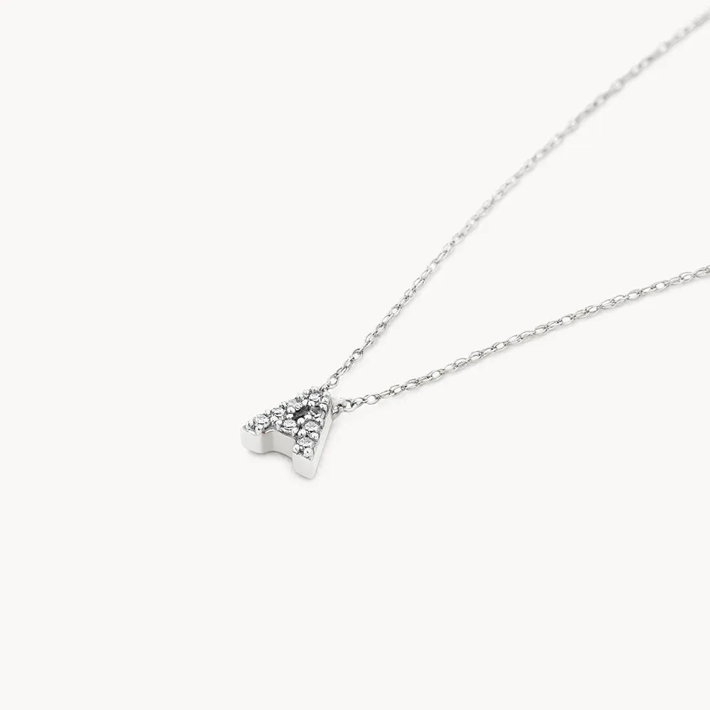 Diamond Letter A Necklace in Silver