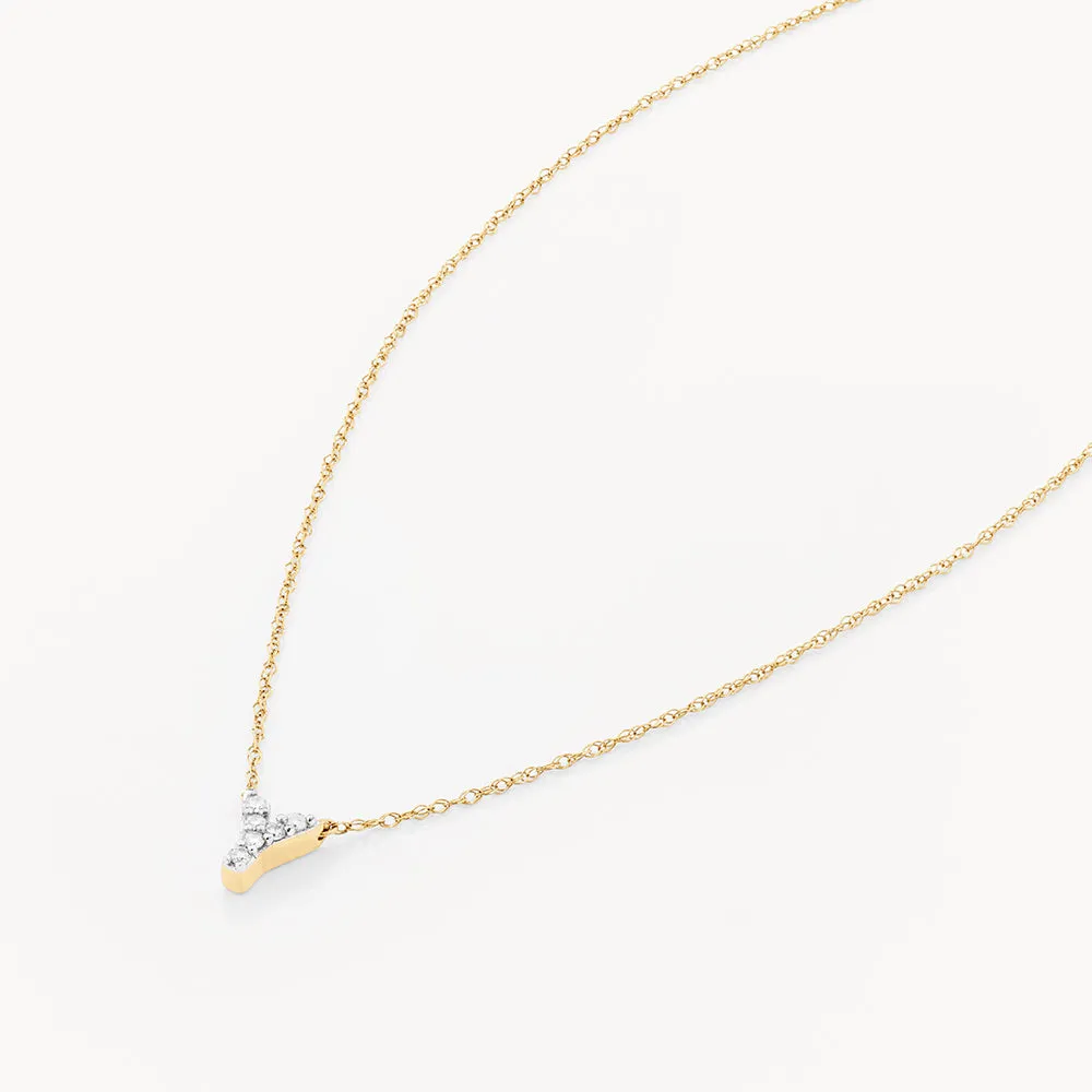 Diamond Letter Y Necklace in 10k Gold