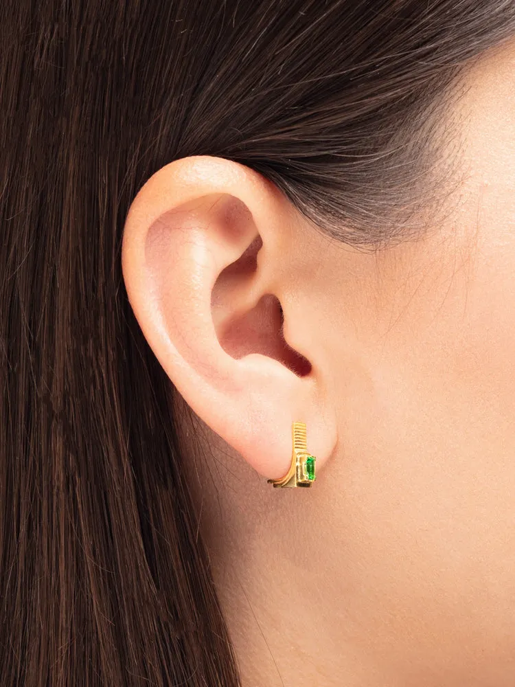 Earring Refined Brutalism Emerald 14kt Solid Gold